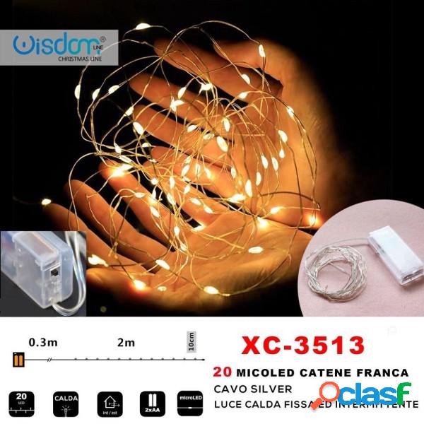 Trade Shop - Catena 20 Microled A Batteria Cavo Silver Luce