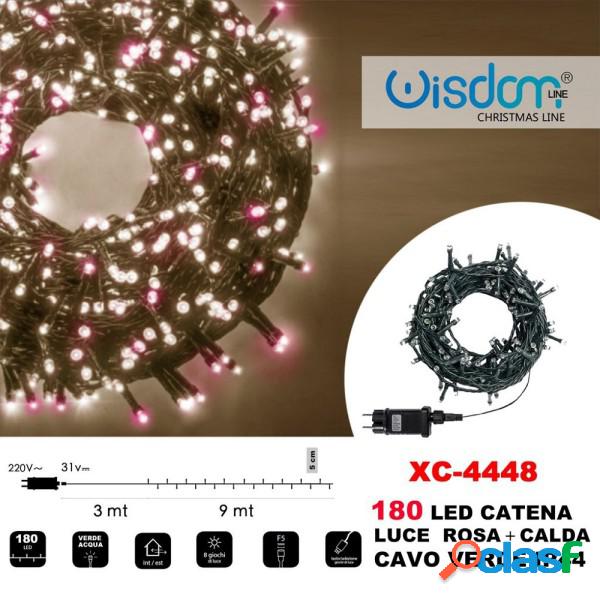 Trade Shop - Catena Luminosa 180 Luci Led Lucciole Luce Rosa