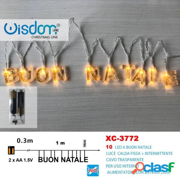 Trade Shop - Catena Luminosa Con Scritta Buon Natale 10 Led