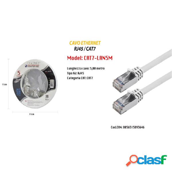 Trade Shop - Cavo Ethernet Lan 5 Mt Cat7 Rj45 Rete Per