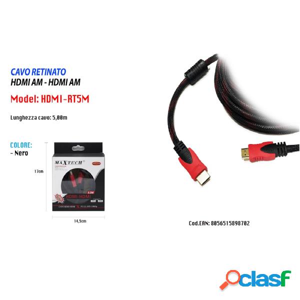Trade Shop - Cavo Retinato Hdmi-hdmi 5 Mt Metri 24k Versione