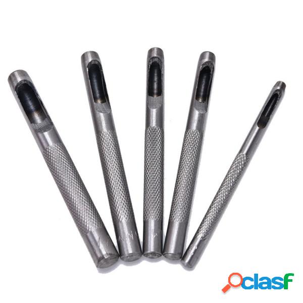 Trade Shop - Fustelle In Acciaio Set 5 Pz Per Cuoio Lamiere