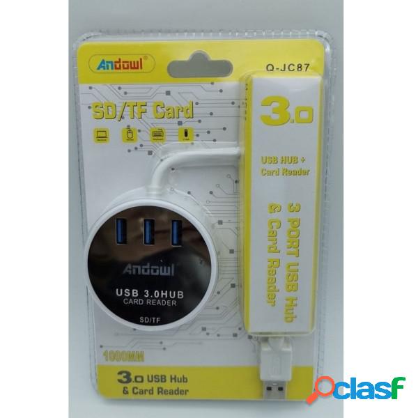 Trade Shop - Hub Usb 3.0 3 Porte Lettore Schede Connessione