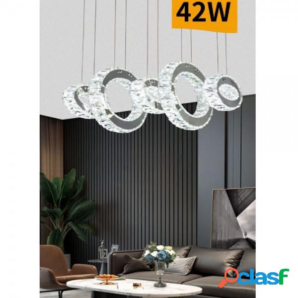 Trade Shop - Lampadario Led A Sospensione 42watt 5 Anelli