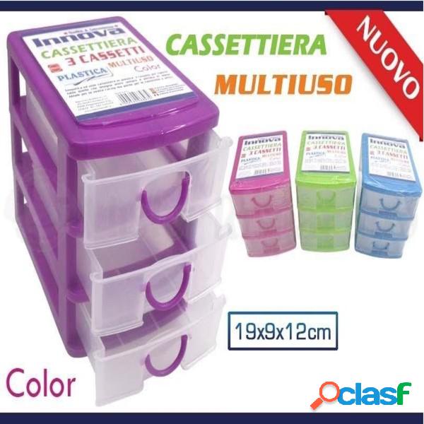 Trade Shop - Mini Cassettiera 3 Cassetti Colorata Multiuso