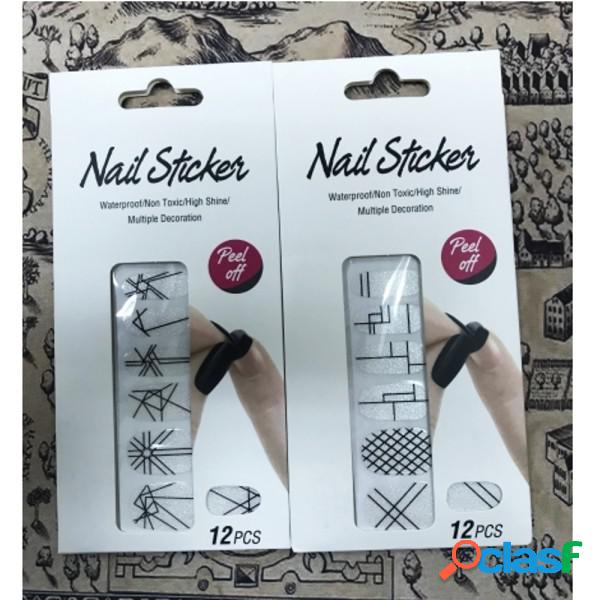 Trade Shop - Nail Art Stickers Geometrico Nero Argento