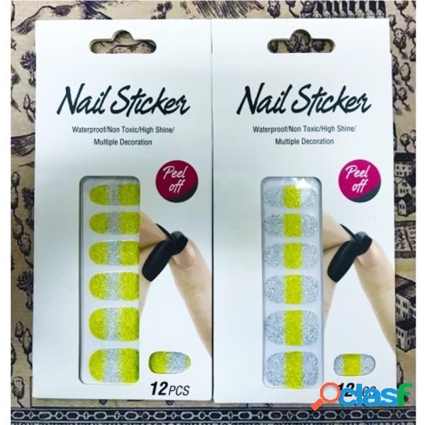 Trade Shop - Nail Art Stickers Giallo Argento Glitter 12