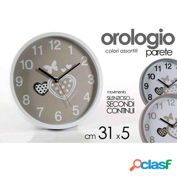 Trade Shop - Orologio 31x5 Cm Parete Cuori Farfalle Classico