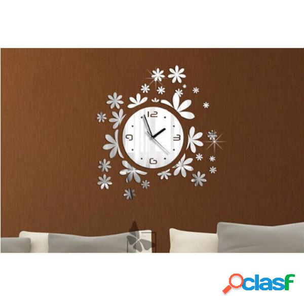 Trade Shop - Orologio Da Parete Moderno Adesivo 3d Con Fiori