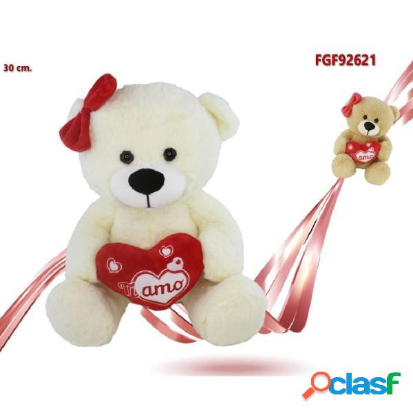 Trade Shop - Orsa Orsetto Peluche Con Fiocco E Cuore Scritta