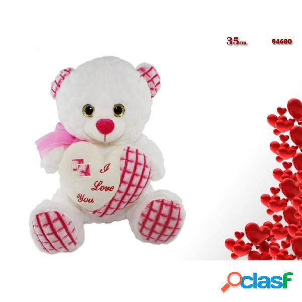 Trade Shop - Orso 35cm Peluche Pupazzo Cuore Scritta "i Love