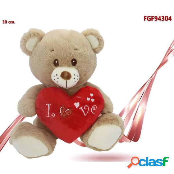 Trade Shop - Orso In Peluche Con Cuore Rosso "love" 30 Cm