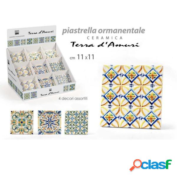 Trade Shop - Piastrella Ornamentale Ceramica 11x11 Cm Terra