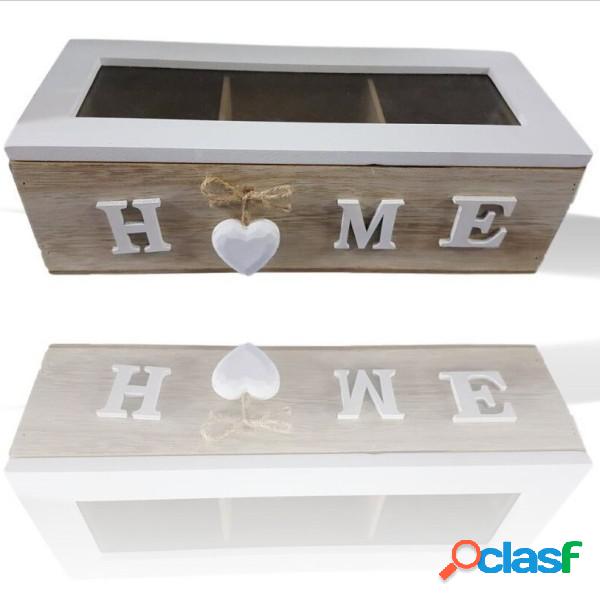 Trade Shop - Porta Oggetti Mini Vetrinetta 3 Scomparti Legno