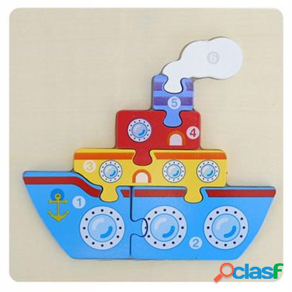 Trade Shop - Puzzle 3d Blocchi Legno Forma Di Nave Educativo