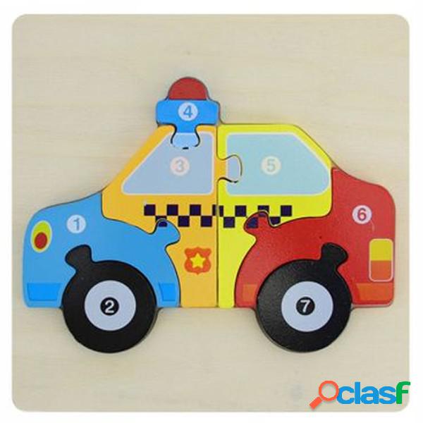 Trade Shop - Puzzle 3d Blocchi Legno Forma Macchina Polizia