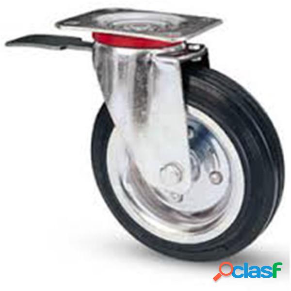 Trade Shop - Ruota In Gomma Con Piastra Girevole Con Freno