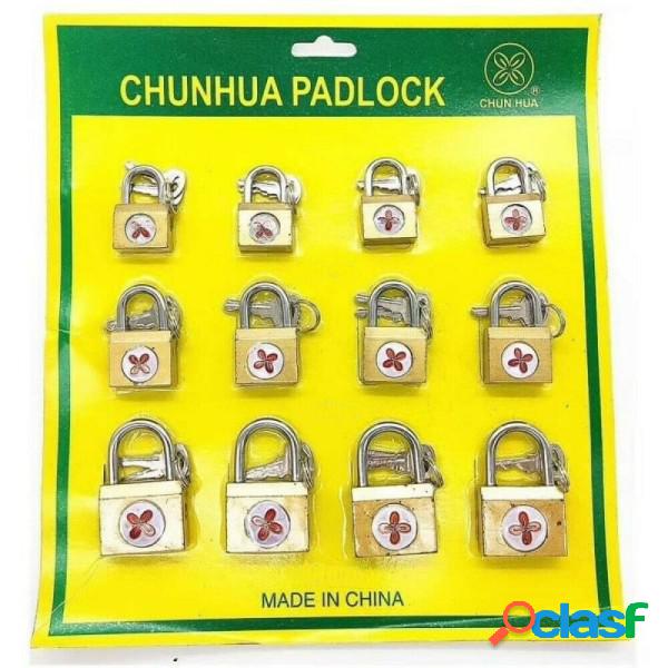 Trade Shop - Set 12 Lucchetti Ad Arco 15 Mm 20 Mm 25 Mm Con