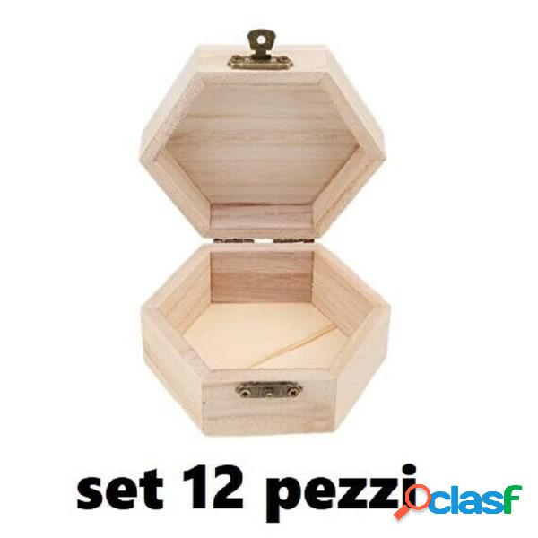 Trade Shop - Set 12 Scatoline In Legno Decoupage Portagioie
