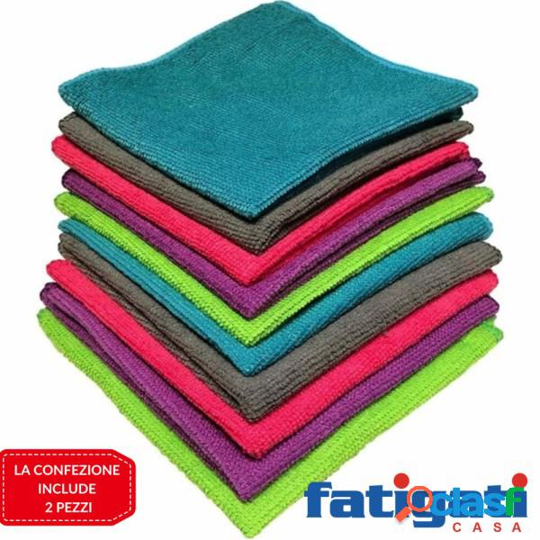 Trade Shop - Set 2 Panni In Microfibra Fatigati Multiuso