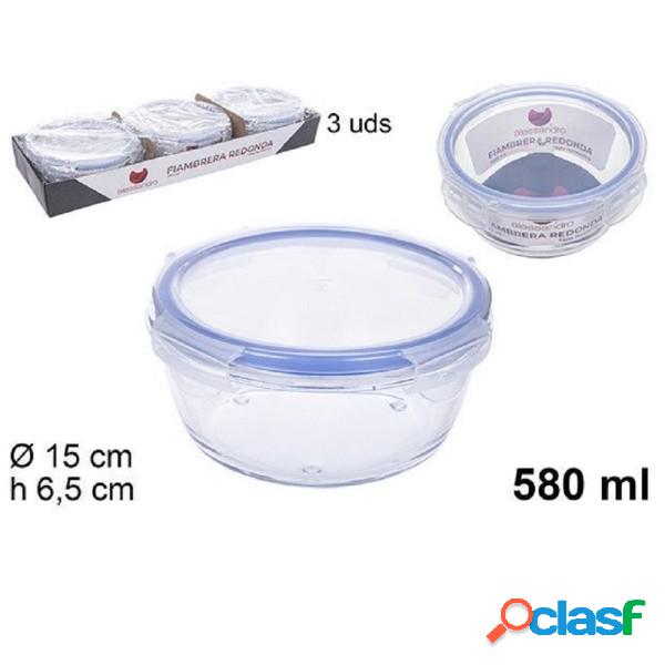 Trade Shop - Set 3pz Contenitori Per Alimenti Vetro Tondo