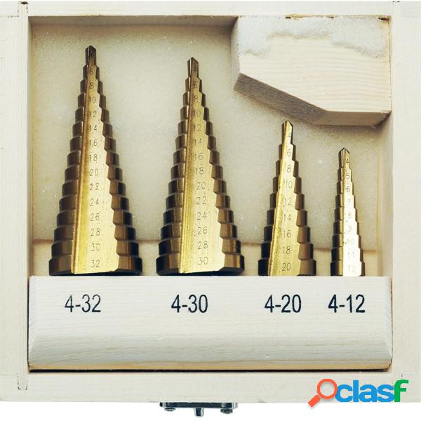 Trade Shop - Set 4 Punte Frese Coniche Scalino Gradini