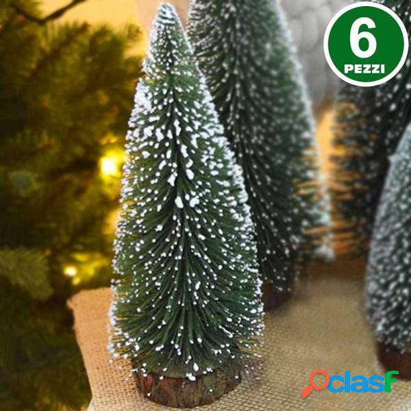 Trade Shop - Set 6 Alberelli Innevati Mini Albero Di Natale