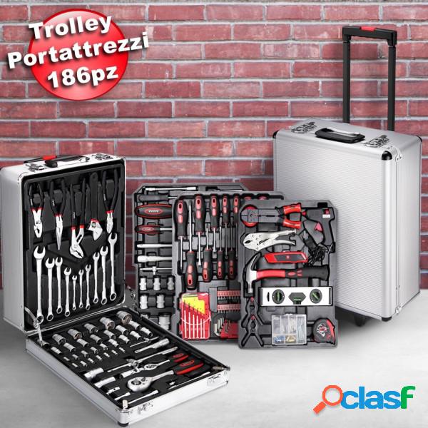Trade Shop - Set Attrezzi 186pz Trolley Valigia Portattrezzi