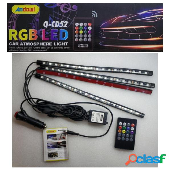 Trade Shop - Striscia Interni Auto 12led Rgb Luci Vano Piedi