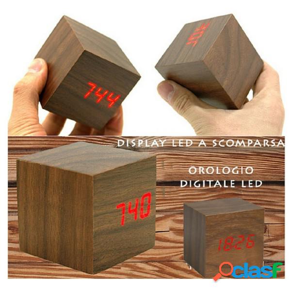 Trade Shop - Sveglia Orologio Digitale Led Effetto Legno Con