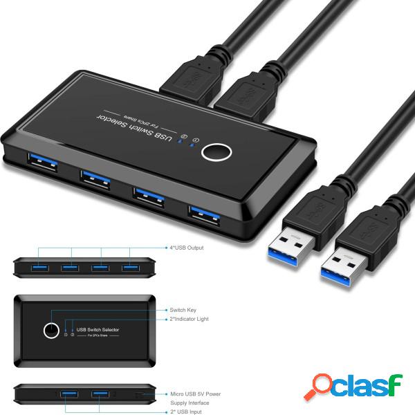 Trade Shop - Switch Box Usb 2.0 Hub 2 Ingressi 4 Uscite Per