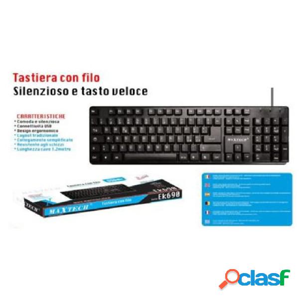 Trade Shop - Tastiera Con Filo Pc Computer Usb Silenzioso