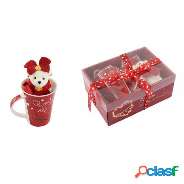 Trade Shop - Tazza Con Peluche Orsetta Bianca In Confezione