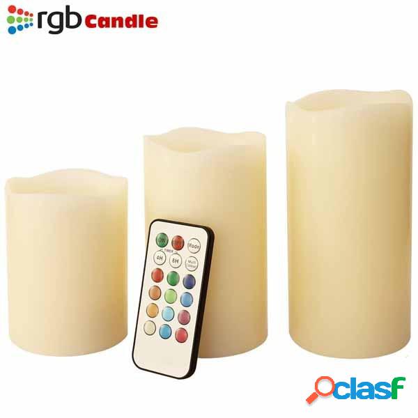 Trade Shop - Tre Candele Led Senza Fiamma Con Telecomando