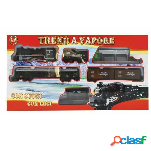 Trade Shop - Treno A Vapore Trenino Con Luci E Suoni 18 Pz.
