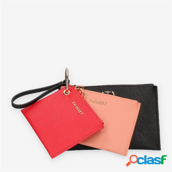 Twinset Milano Tris di pochette nera rossa e rosa