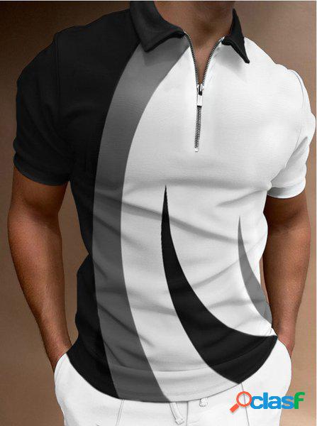 Uomo Casuale Stampato Maniche Corte POLO Camicia