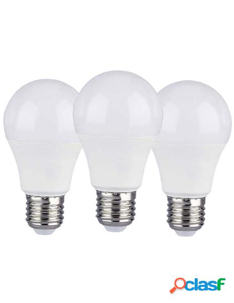 V-tac - 3 pz lampada led e27 a60 9w bianco caldo 2700k bulbo