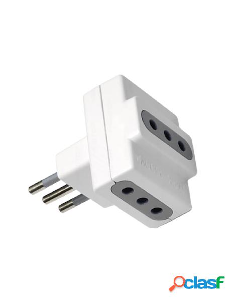 V-tac - adattatore spina elettrica 10a 2p+t con 3 prese 10a