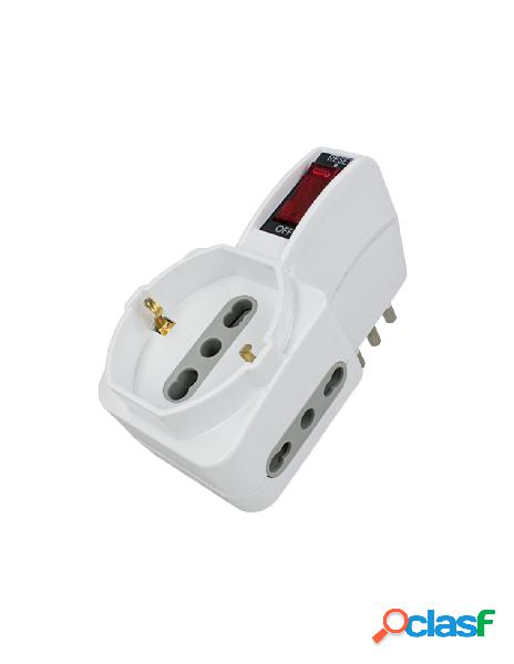 V-tac - adattatore triplo con interruttore spina 10a 2 prese
