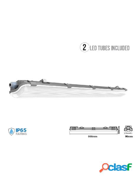 V-tac - plafoniera 60cm con 2 tubi led da 10w inclusi bianco