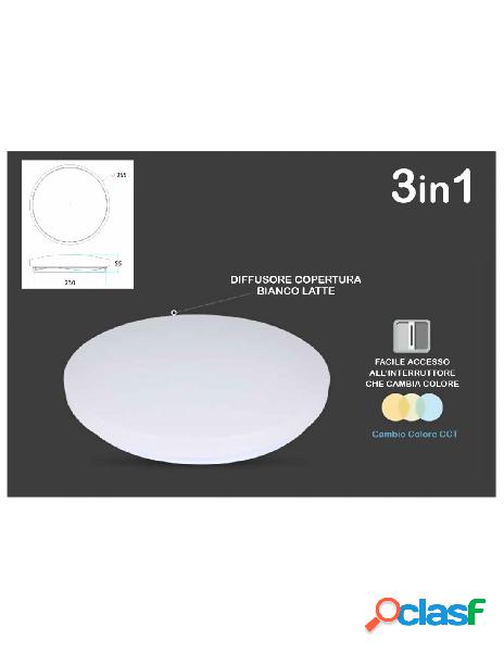 V-tac - plafoniera a led da soffitto cct rotondo 12w d255mm