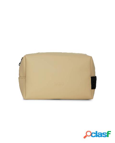 Wash Bag Small beauty case beige con manico per il trasporto