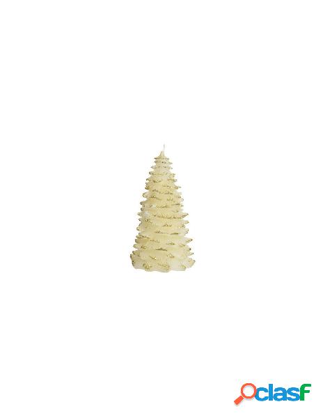 Wax tree candle w glitter, colour: ivory/gold, size: