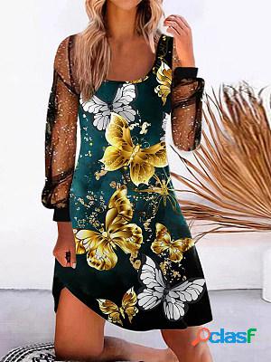 Women Casual Long Sleeves Printed Short Dress