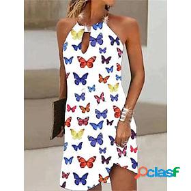 Womens Casual Dress Butterfly Abstract Cut Out Dress Summer