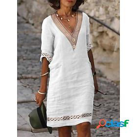 Womens Casual Dress Cotton Dress Shift Dress Cotton Midi