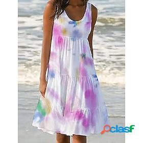 Womens Casual Dress Graphic Multicolor Tank Dress Print