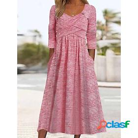 Womens Casual Dress Plain Pleated Dress Plain Dress Square