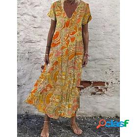 Womens Shift Dress Summer Dress Print Dress Long Dress Maxi